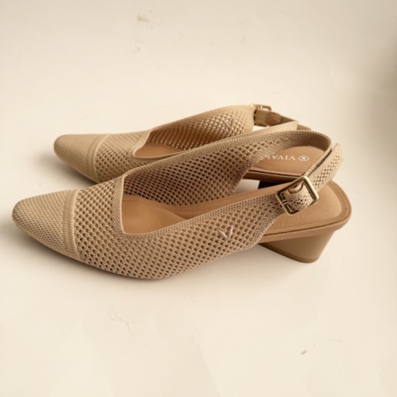 Vivaia Tan Pro Slingback Comfort Old Money Heels Size 38 - Picture 5 of 6